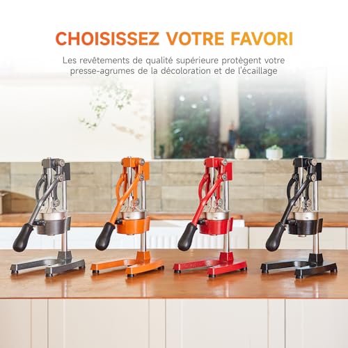 CO-Z Presse Agrumes Manuel Professionnel Silencieux en Acier Inoxydable de Qualité Alimentaire Broyeur Jus Presse Orange Lime Citron Pommes Fruit, Gris