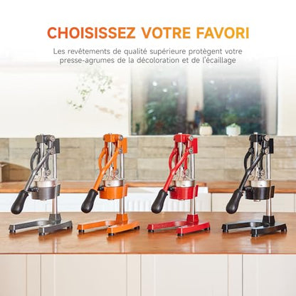 CO-Z Presse Agrumes Manuel Professionnel Silencieux en Acier Inoxydable de Qualité Alimentaire Broyeur Jus Presse Orange Lime Citron Pommes Fruit, Rouge