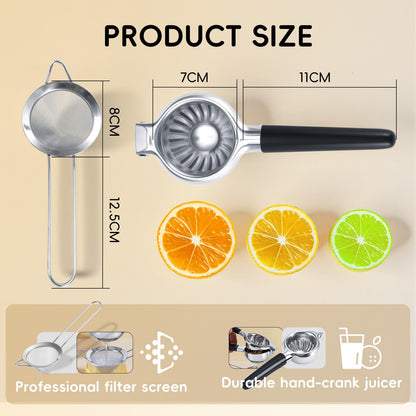 YXT&BEYOND Grande Presse Citron en Inox 304, 8,5 cm Presse Agrumes Manuel pour Citrons Limes Oranges, Presse-Citron-Poignée Antidérapante & Passoire, Idéale pour Cuisine Bar, Lavable au Lave-vaisselle