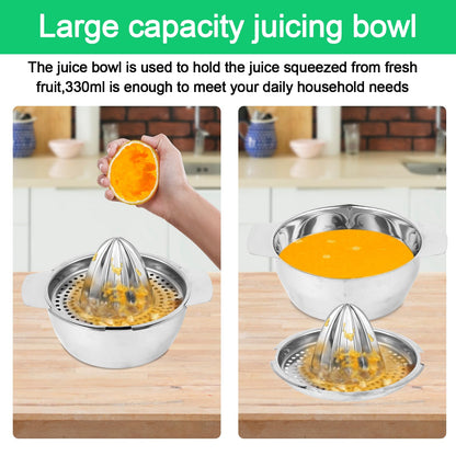 Presse agrumes manuel en inox, presse citron manuel, diamètre 13,8 cm, compatible lave-vaisselle, qualité professionnelle. Presse fruit manuel pour citrons, pamplemousses et oranges.