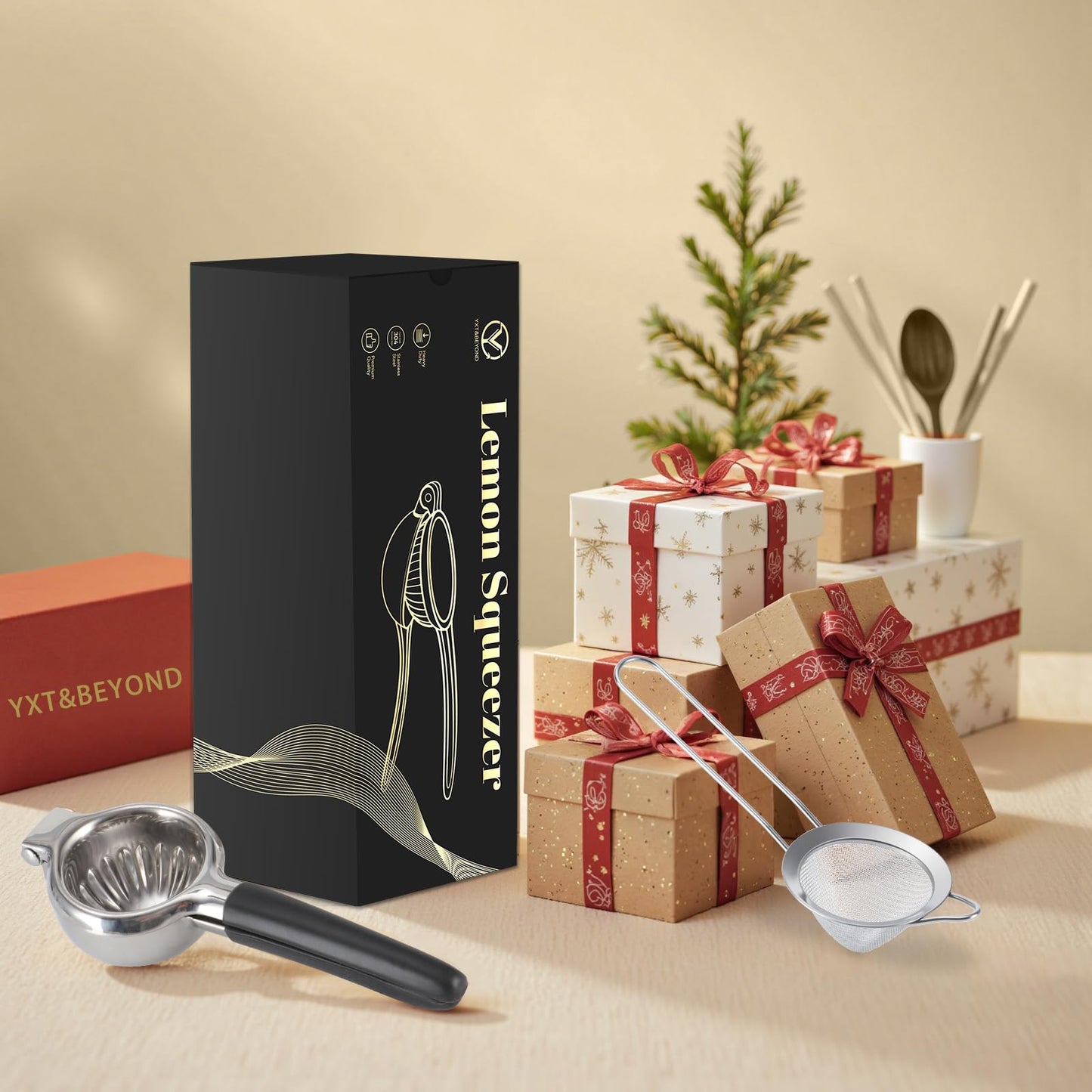 YXT&BEYOND Grande Presse Citron en Inox 304, 8,5 cm Presse Agrumes Manuel pour Citrons Limes Oranges, Presse-Citron-Poignée Antidérapante & Passoire, Idéale pour Cuisine Bar, Lavable au Lave-vaisselle