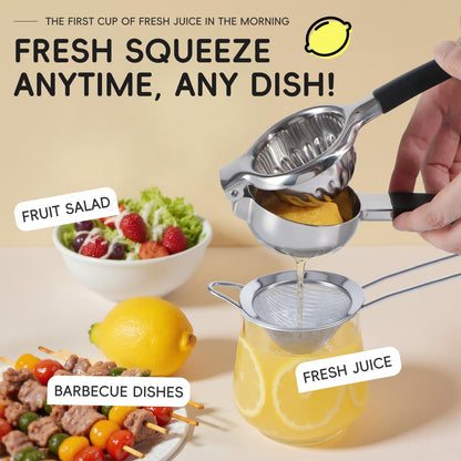 YXT&BEYOND Grande Presse Citron en Inox 304, 8,5 cm Presse Agrumes Manuel pour Citrons Limes Oranges, Presse-Citron-Poignée Antidérapante & Passoire, Idéale pour Cuisine Bar, Lavable au Lave-vaisselle