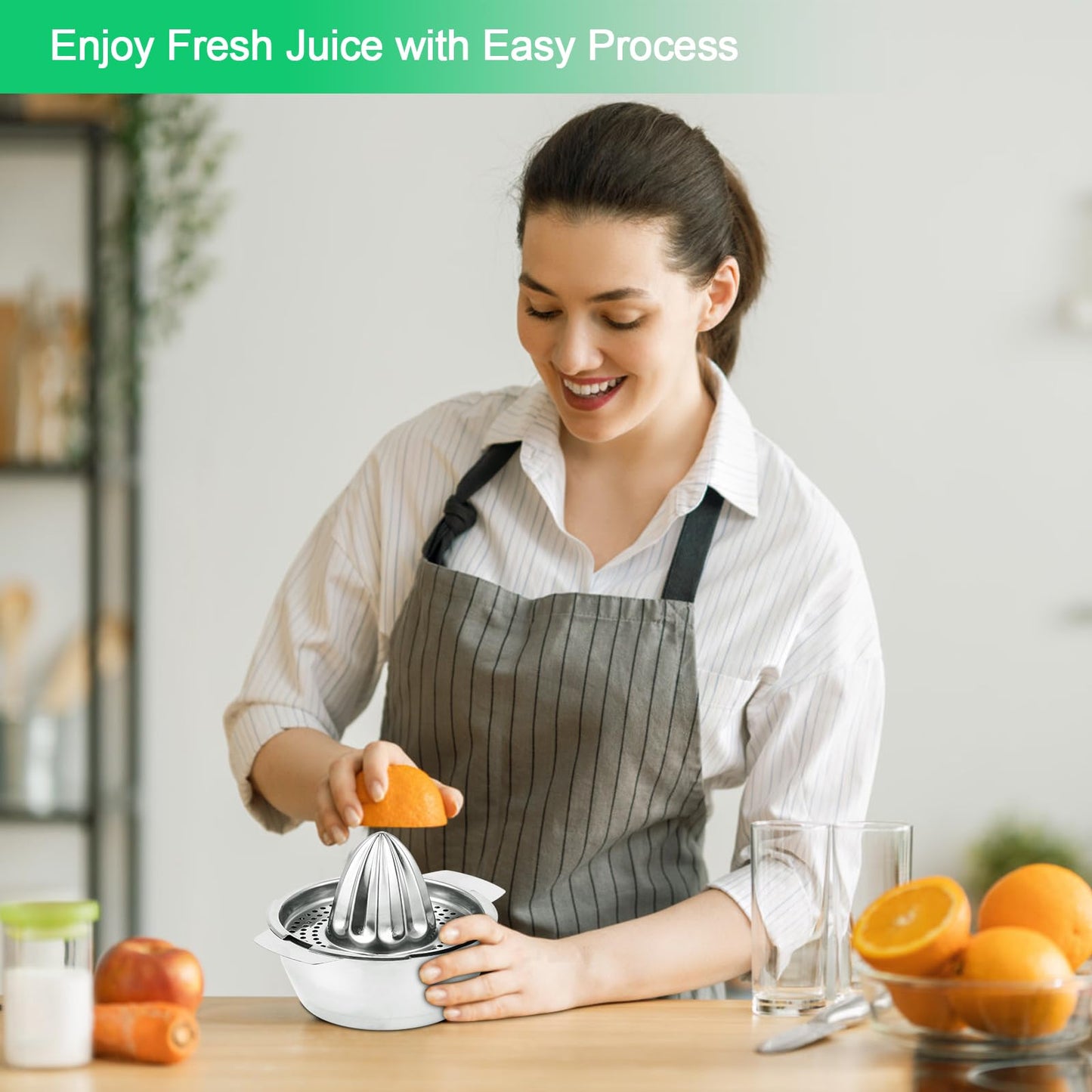 Presse agrumes manuel en inox, presse citron manuel, diamètre 13,8 cm, compatible lave-vaisselle, qualité professionnelle. Presse fruit manuel pour citrons, pamplemousses et oranges.