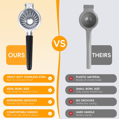 YXT&BEYOND Grande Presse Citron en Inox 304, 8,5 cm Presse Agrumes Manuel pour Citrons Limes Oranges, Presse-Citron-Poignée Antidérapante & Passoire, Idéale pour Cuisine Bar, Lavable au Lave-vaisselle