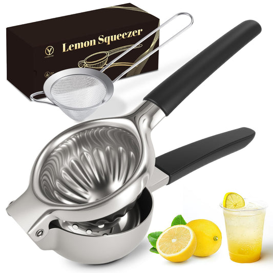 YXT&BEYOND Grande Presse Citron en Inox 304, 8,5 cm Presse Agrumes Manuel pour Citrons Limes Oranges, Presse-Citron-Poignée Antidérapante & Passoire, Idéale pour Cuisine Bar, Lavable au Lave-vaisselle