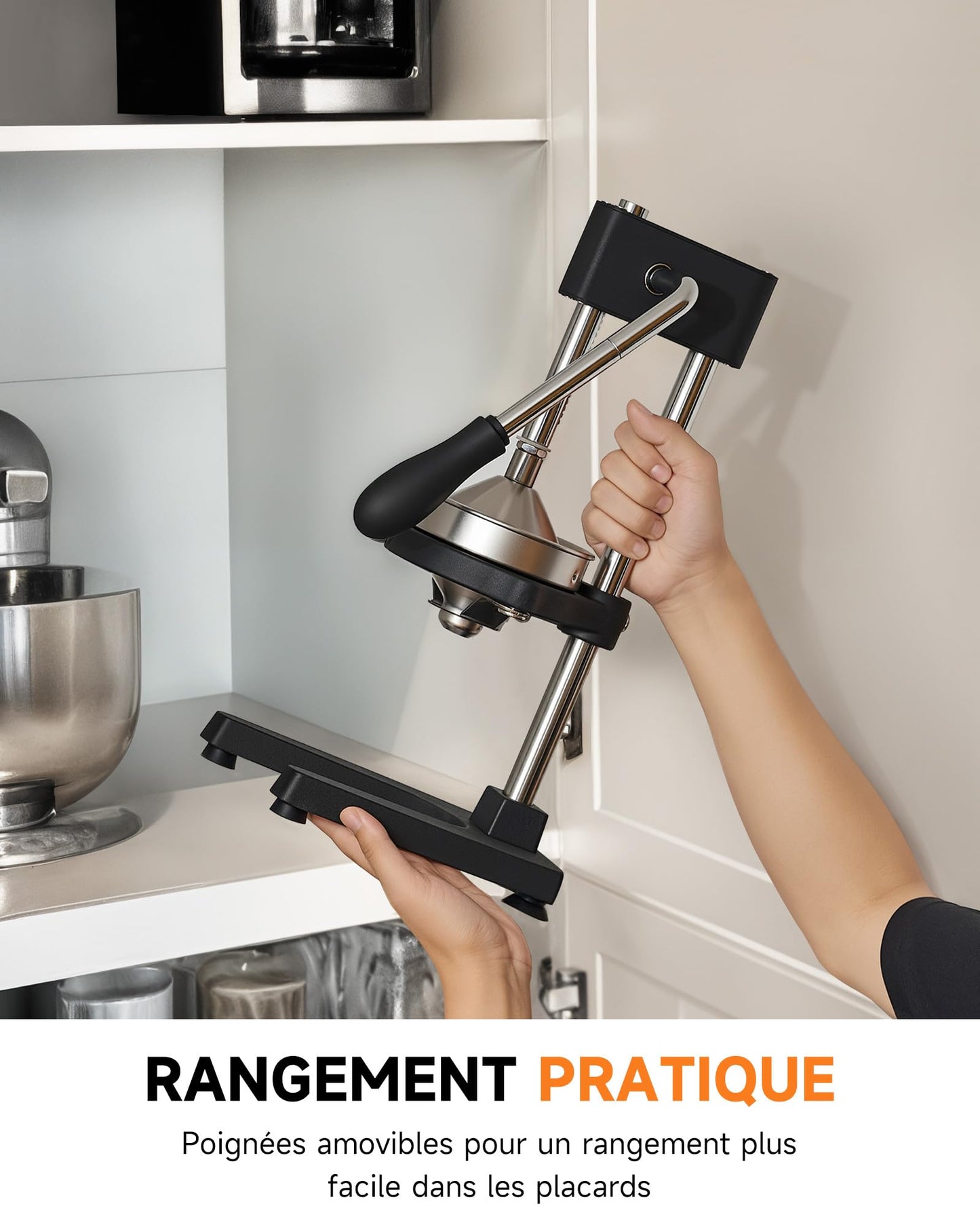 CO-Z Presse-Agrumes Manuel à Levier, Presse-Fruits Manuel, Presse-Citron Professionnel avec Plaque de Pression Coniques et Plates pour Jus d'Orange Citron Lime, Lavable au Lave-Vaisselle, Noir