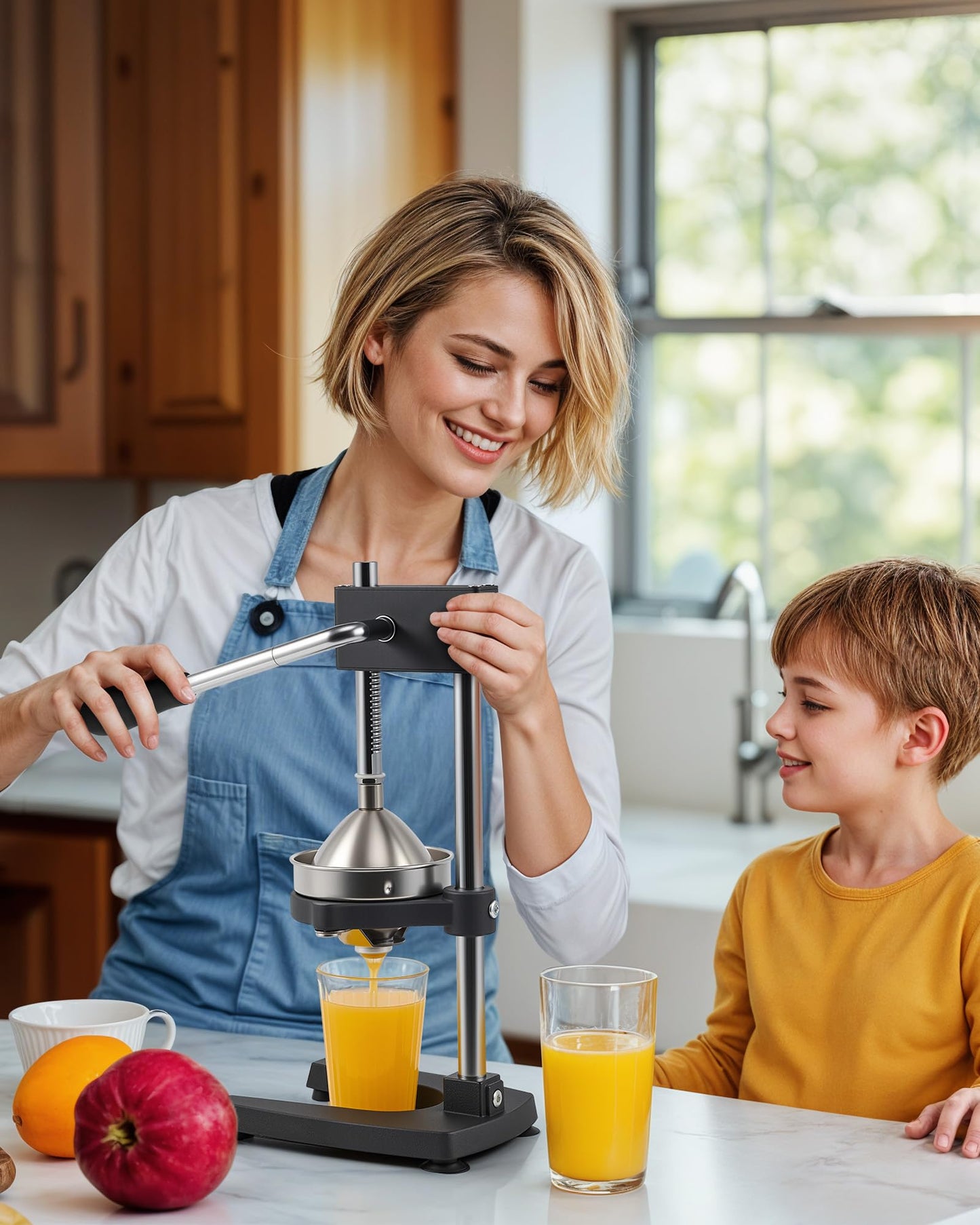 CO-Z Presse-Agrumes Manuel à Levier, Presse-Fruits Manuel, Presse-Citron Professionnel avec Plaque de Pression Coniques et Plates pour Jus d'Orange Citron Lime, Lavable au Lave-Vaisselle, Noir