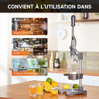 CO-Z Presse Agrumes Manuel Professionnel Silencieux en Acier Inoxydable de Qualité Alimentaire Broyeur Jus Presse Orange Lime Citron Pommes Fruit, Gris