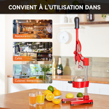 CO-Z Presse Agrumes Manuel Professionnel Silencieux en Acier Inoxydable de Qualité Alimentaire Broyeur Jus Presse Orange Lime Citron Pommes Fruit, Rouge